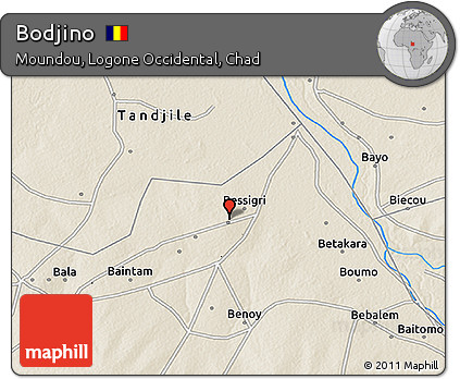 Shaded Relief 3D Map of Bodjino