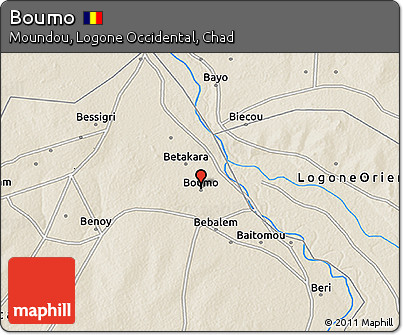 Shaded Relief 3D Map of Boumo