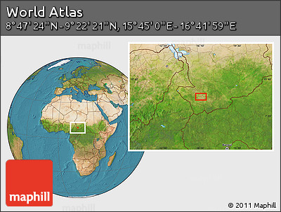 Satellite Location Map of the Area around 9° 4' 52" N, 16° 13' 30" E