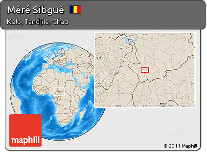 Shaded Relief Location Map of Méré Sibgué