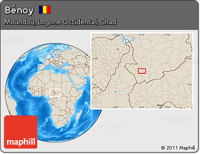 Shaded Relief Location Map of Bénoy