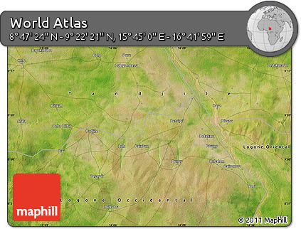 Satellite Map of the Area around 9° 4' 52" N, 16° 13' 30" E