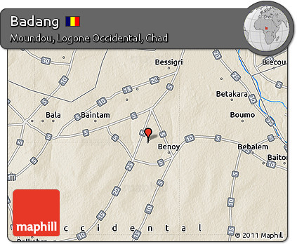 Shaded Relief Map of Badang