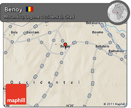 Shaded Relief Map of Bénoy