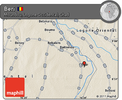 Shaded Relief Map of Beri