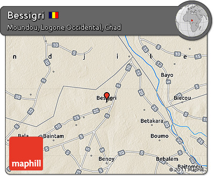 Shaded Relief Map of Bessigri