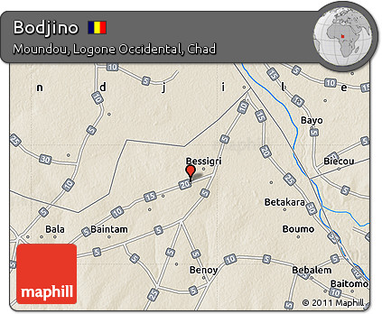 Shaded Relief Map of Bodjino