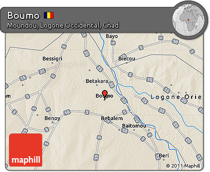 Shaded Relief Map of Boumo