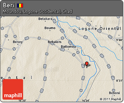 Shaded Relief Map of Beri