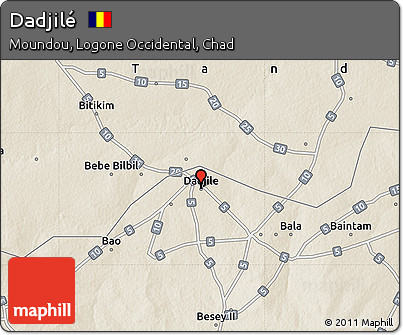 Shaded Relief Map of Dadjilé