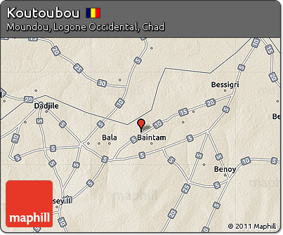 Shaded Relief Map of Koutoubou