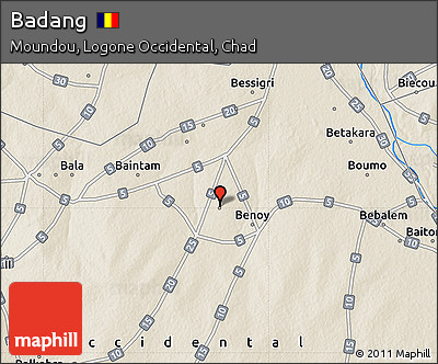 Shaded Relief Map of Badang