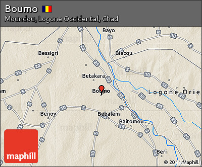 Shaded Relief Map of Boumo