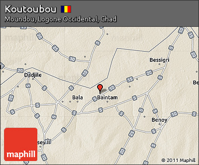 Shaded Relief Map of Koutoubou