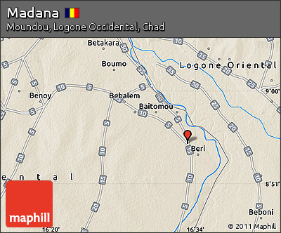 Shaded Relief Map of Madana