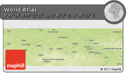 Physical Panoramic Map of the Area around 9° 4' 52" N, 16° 13' 30" E