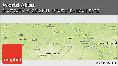 Physical Panoramic Map of the Area around 9° 4' 52" N, 16° 13' 30" E