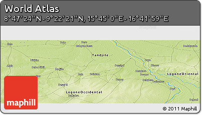 Physical Panoramic Map of the Area around 9° 4' 52" N, 16° 13' 30" E