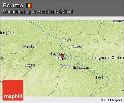 Physical Panoramic Map of Boumo