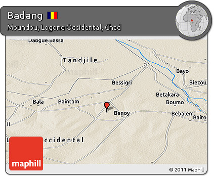 Shaded Relief Panoramic Map of Badang