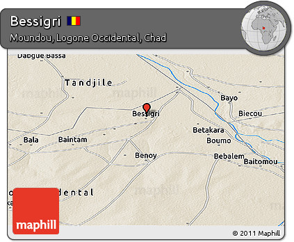 Shaded Relief Panoramic Map of Bessigri