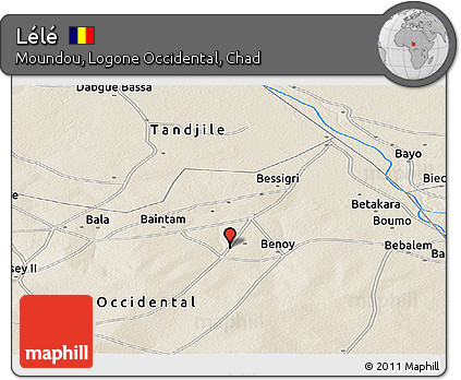 Shaded Relief Panoramic Map of Lélé