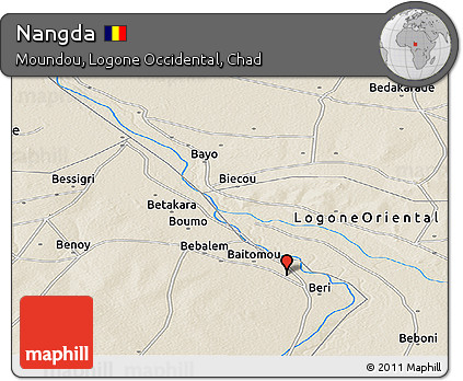 Shaded Relief Panoramic Map of Nangda