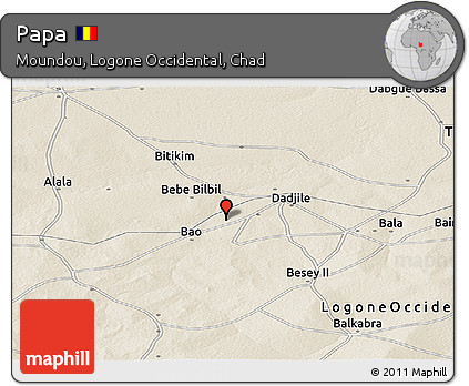Shaded Relief Panoramic Map of Papa