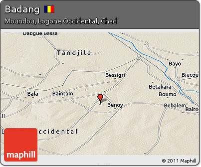 Shaded Relief Panoramic Map of Badang