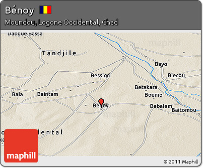 Shaded Relief Panoramic Map of Bénoy