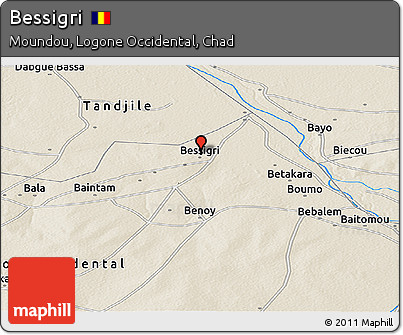Shaded Relief Panoramic Map of Bessigri