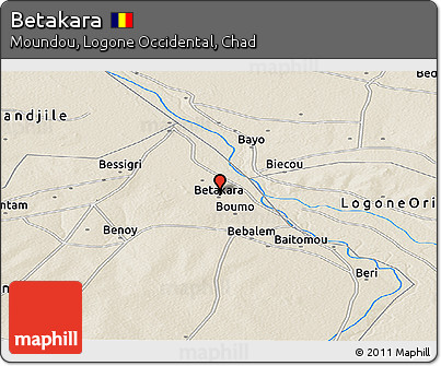 Shaded Relief Panoramic Map of Betakara