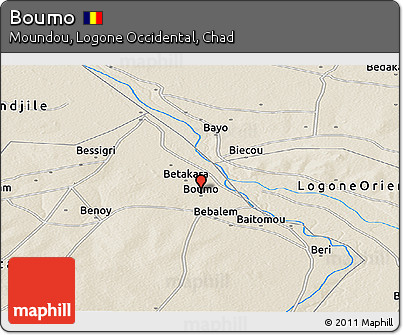 Shaded Relief Panoramic Map of Boumo