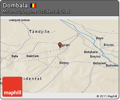 Shaded Relief Panoramic Map of Dombala