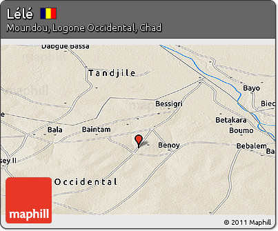 Shaded Relief Panoramic Map of Lélé