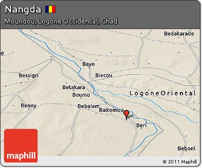 Shaded Relief Panoramic Map of Nangda