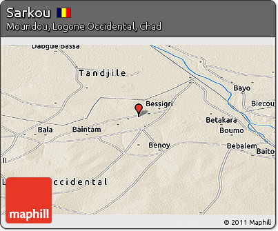 Shaded Relief Panoramic Map of Sarkou