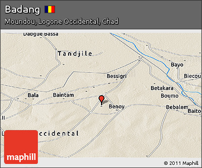 Shaded Relief Panoramic Map of Badang