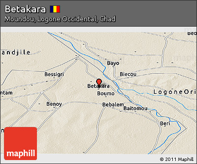 Shaded Relief Panoramic Map of Betakara
