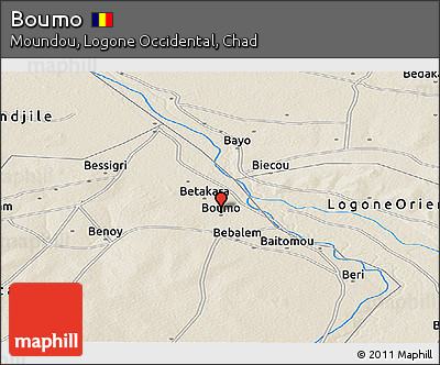 Shaded Relief Panoramic Map of Boumo