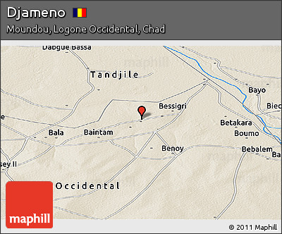 Shaded Relief Panoramic Map of Djameno