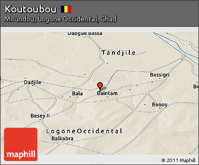 Shaded Relief Panoramic Map of Koutoubou