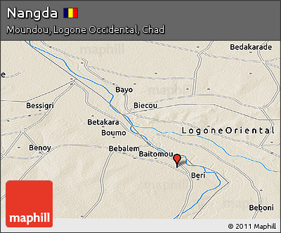 Shaded Relief Panoramic Map of Nangda