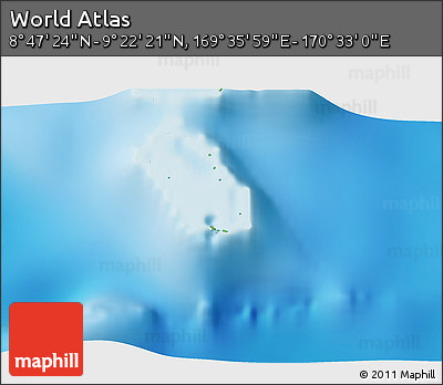 Physical 3D Map of the Area around 9° 4' 52" N, 170° 4' 29" E
