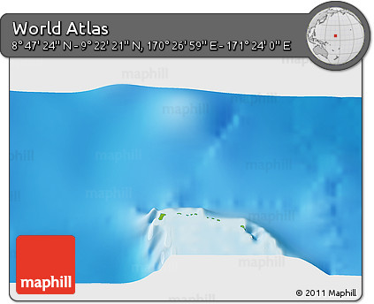Physical 3D Map of the Area around 9° 4' 52" N, 170° 55' 30" E