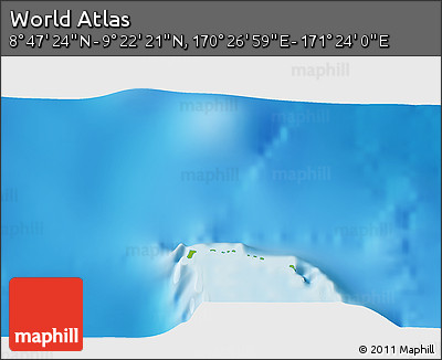Physical 3D Map of the Area around 9° 4' 52" N, 170° 55' 30" E