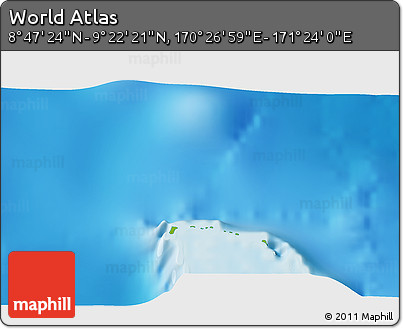 Physical 3D Map of the Area around 9° 4' 52" N, 170° 55' 30" E