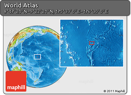 Physical Location Map of the Area around 9° 4' 52" N, 176° 1' 30" E