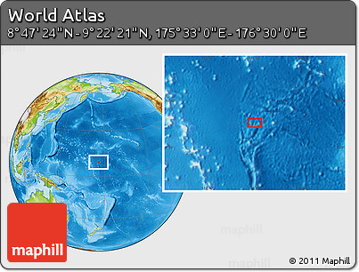 Physical Location Map of the Area around 9° 4' 52" N, 176° 1' 30" E