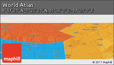 Political Panoramic Map of the Area around 9° 4' 52" N, 17° 4' 30" E